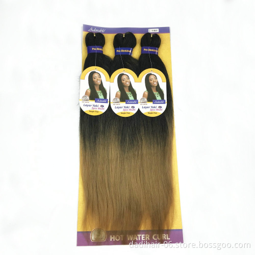 pre-streched braiding Flame Retardant fiber,hot water set braids,curl,locs,yaki wave synthetic hair weave EZ braids two tone